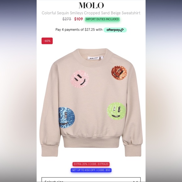 Molo sequin-faces organic cotton sweatshirt - Picture 2 of 9